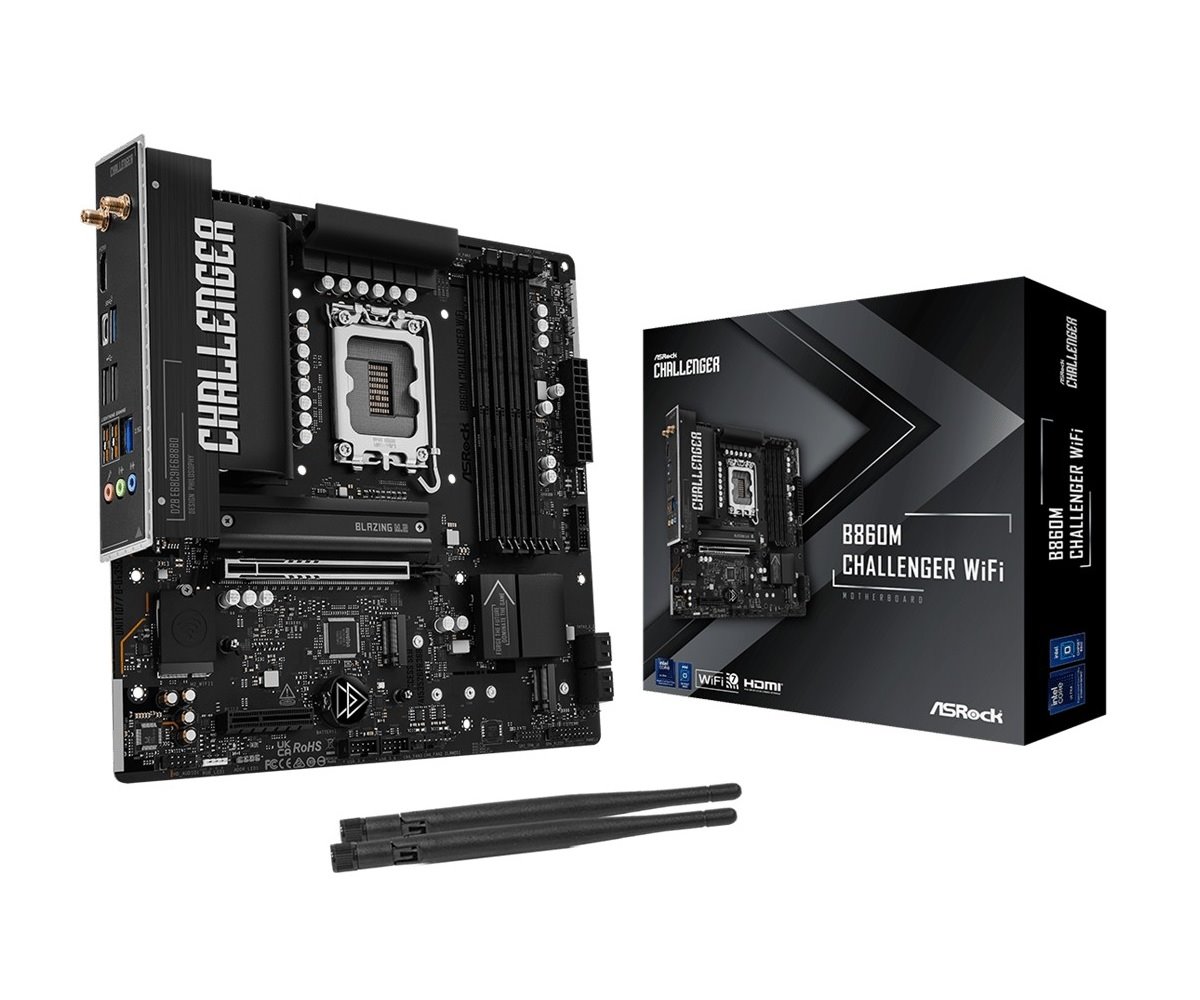 MB Asrock B860M Challenger WiFi /LGA1851/4xDDR5/M.2/W7+BT5.4/HDMI/mATX