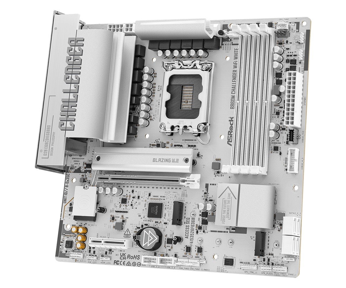 MB Asrock B860M Challenger WiFi White /LGA1851/4xDDR5/M.2/W7+BT5.4/HDMI/mATX/White