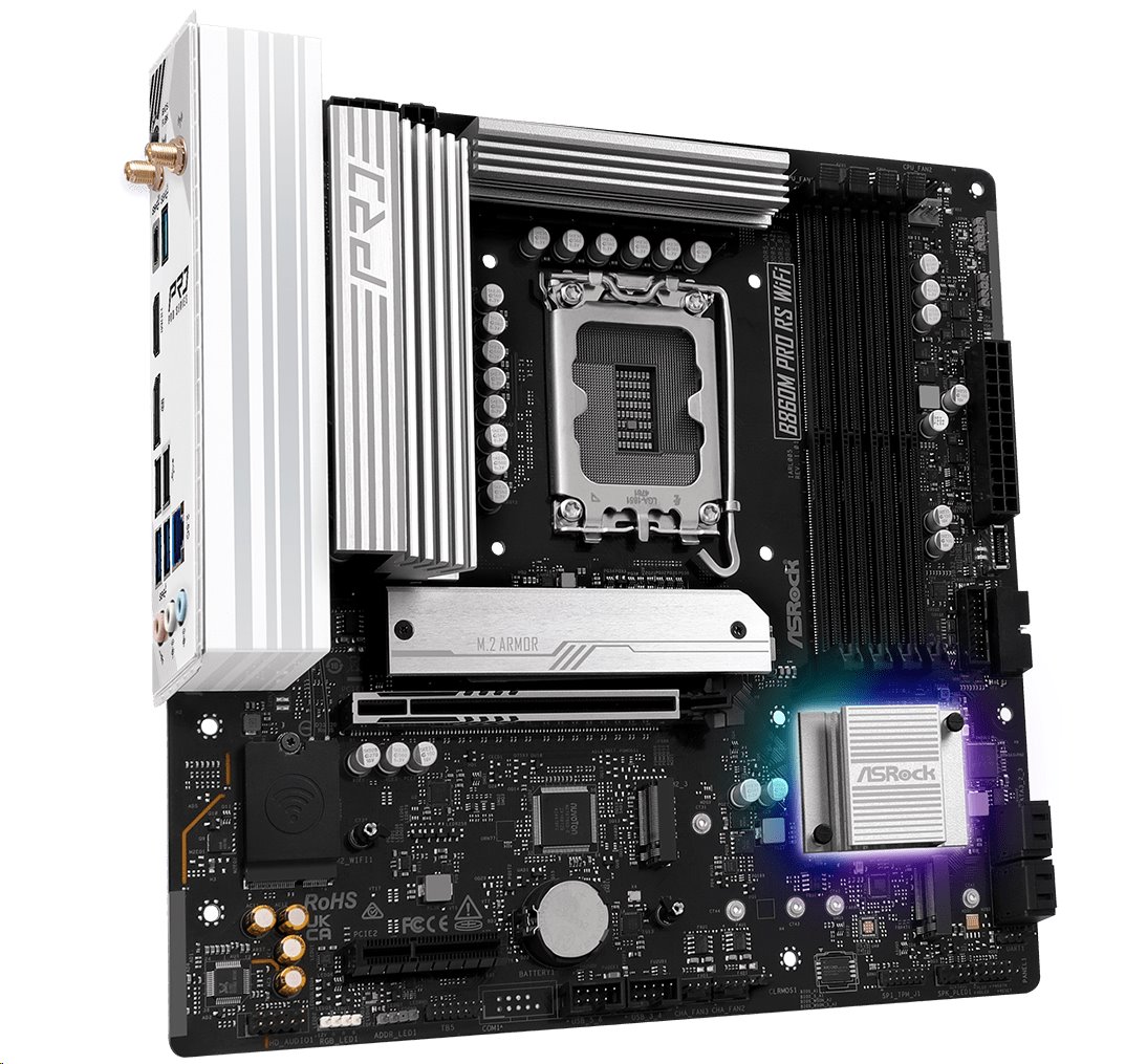 MB Asrock B860M PRO RS WIFI /LGA1851/4xDDR5/M.2/W6E+BT5.3/HDMI/DP/mATX