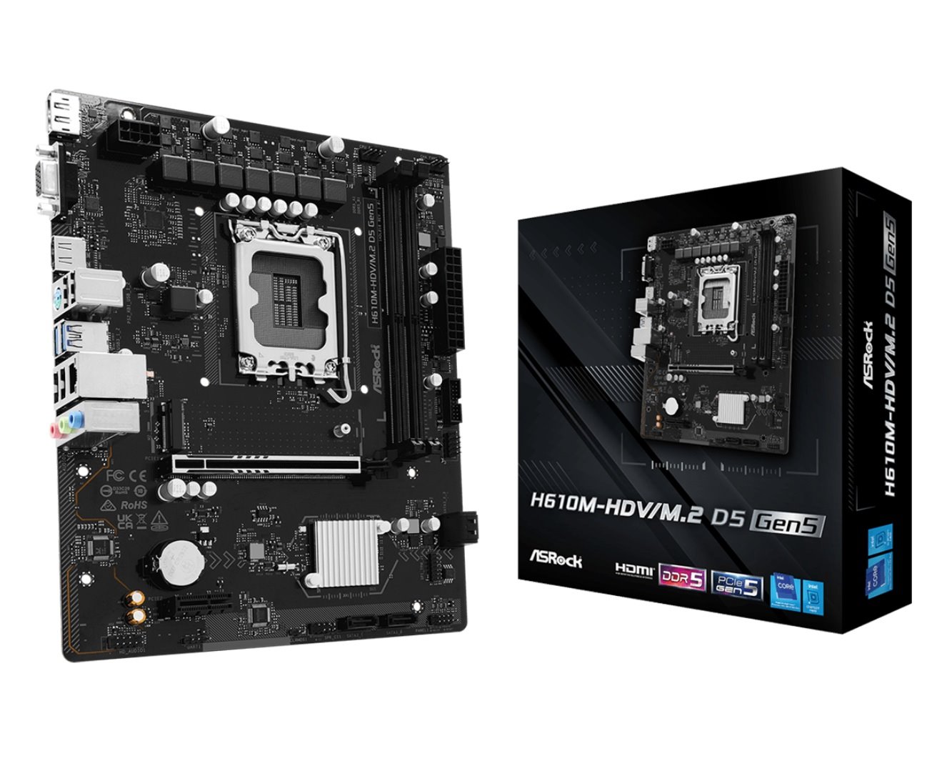 MB Asrock H610M-HDV/M.2 D5 GEN5 /LGA1700/2xDDR5/M.2/HDMI/DP/D-sub/mATX