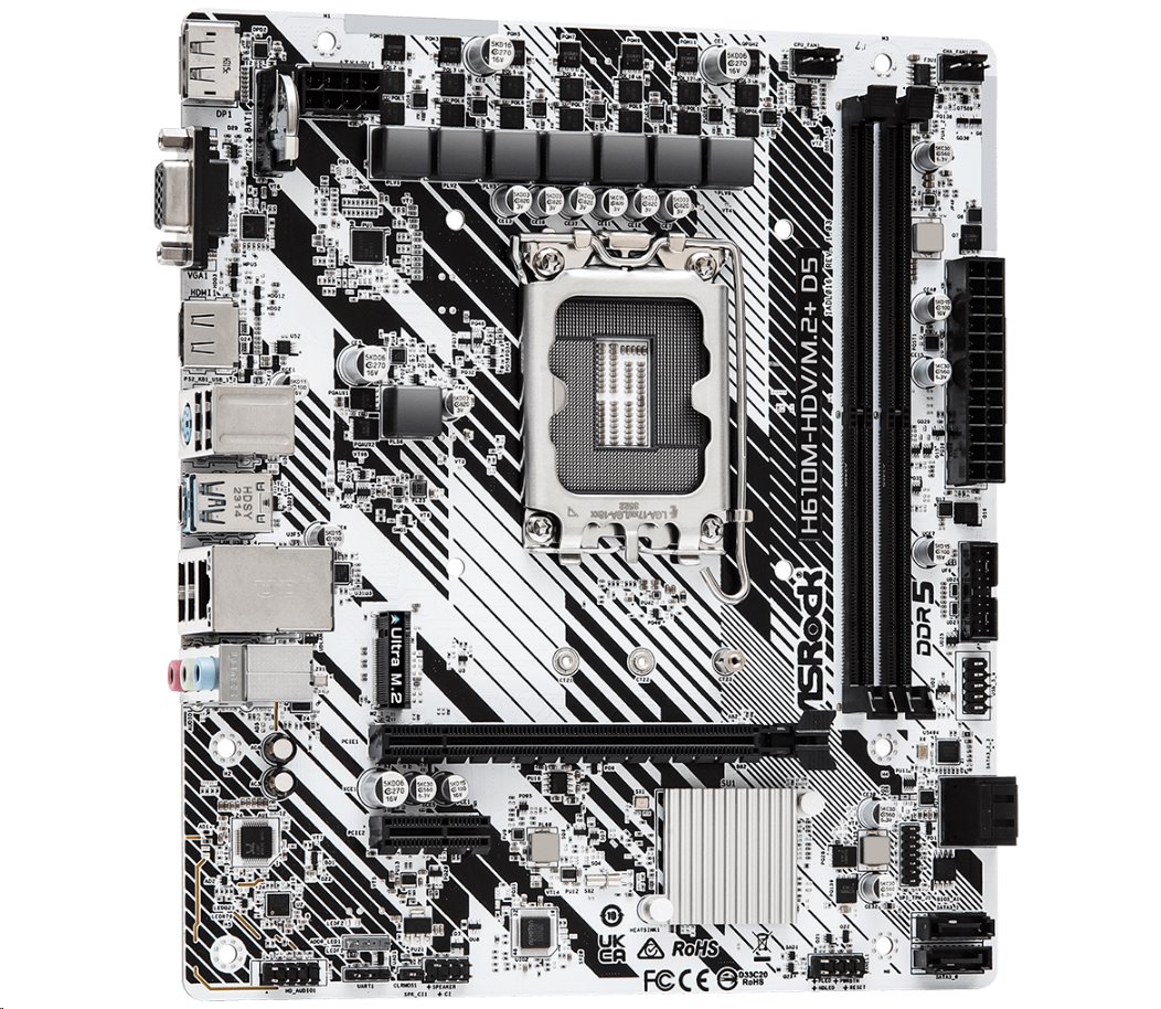 MB Asrock H610M-HDV/M.2+ D5 /LGA1700/2xDDR5/M.2/HDMI/DP/D-sub/mATX/White
