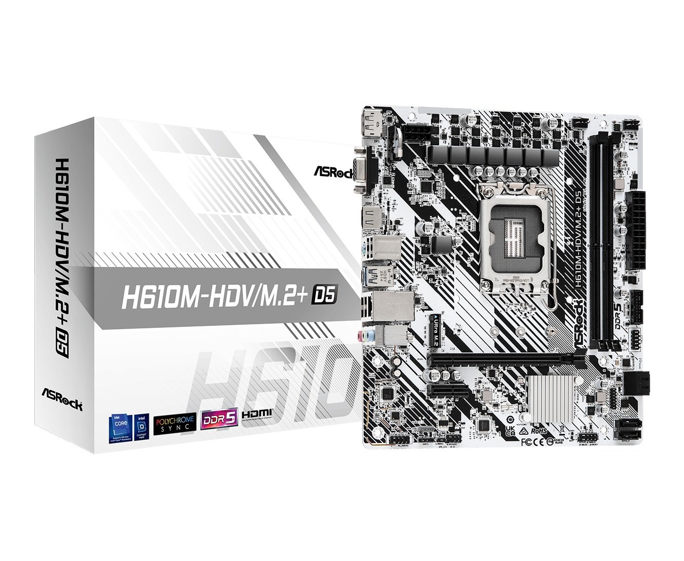 MB Asrock H610M-HDV/M.2+ D5 /LGA1700/2xDDR5/M.2/HDMI/DP/D-sub/mATX/White