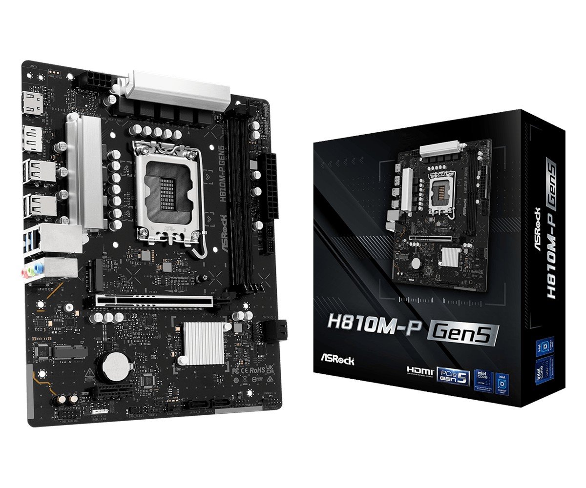 MB Asrock H810M-P Gen5 /LGA1851/2xDDR5/M.2/DP/HDMI/mATX