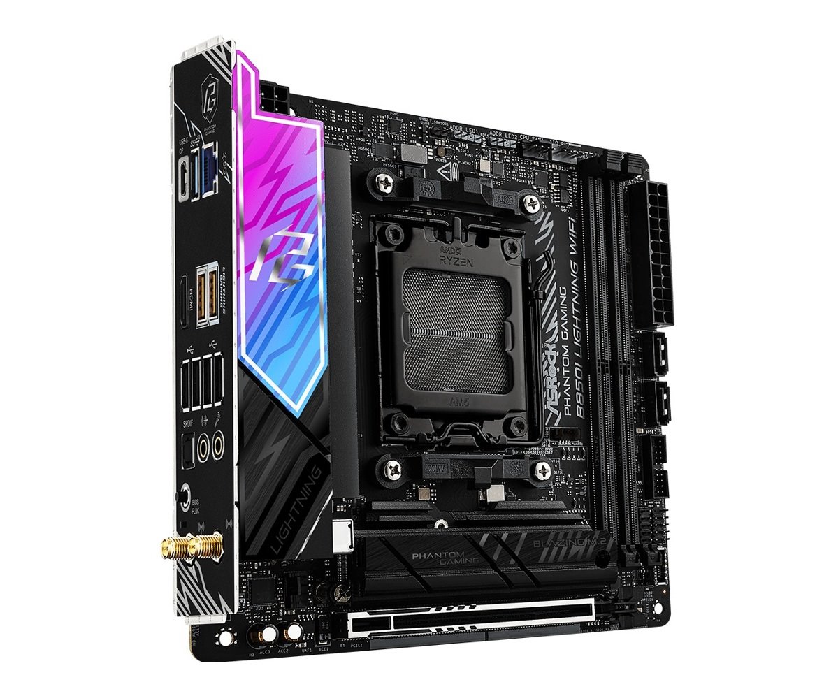 MB Asrock Phantom Gaming B850I LIGHTNING WIFI /AM5/2xDDR5/M.2/W6E+BT5.2/HDMI/USB-C/mITX