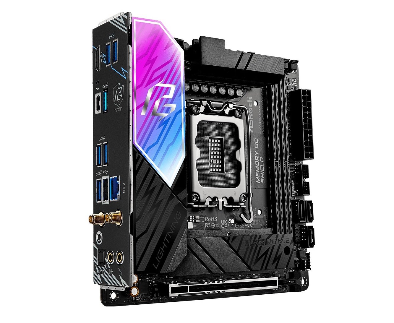 MB Asrock Phantom Gaming B860I LIGHTNING WIFI /LGA1851/2xDDR5/M.2/W6E+BT5.3/HDMI/TB4/mITX