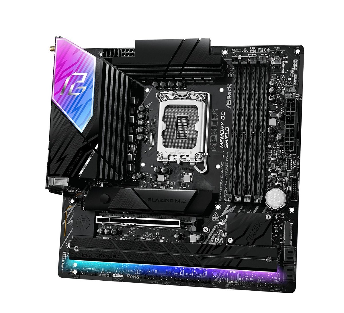 MB Asrock Phantom Gaming B860M LIGHTNING WIFI /LGA1851/4xDDR5/M.2/W6E+BT5.3/HDMI/DP/TB4/mATX