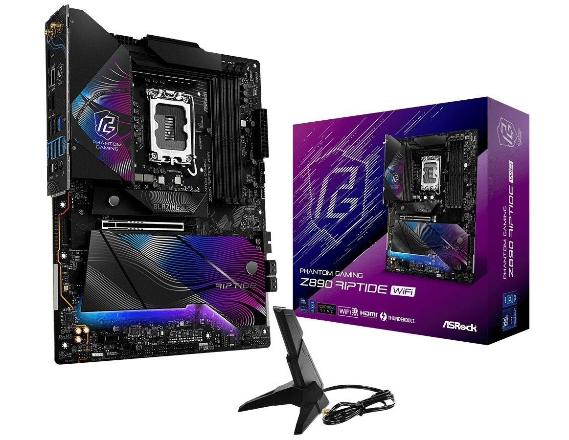 MB Asrock Phantom Gaming Z890 RIPTIDE WIFI /LGA1851/4xDDR5/M.2/W7+BT5.4/HDMI/TB4/ATX