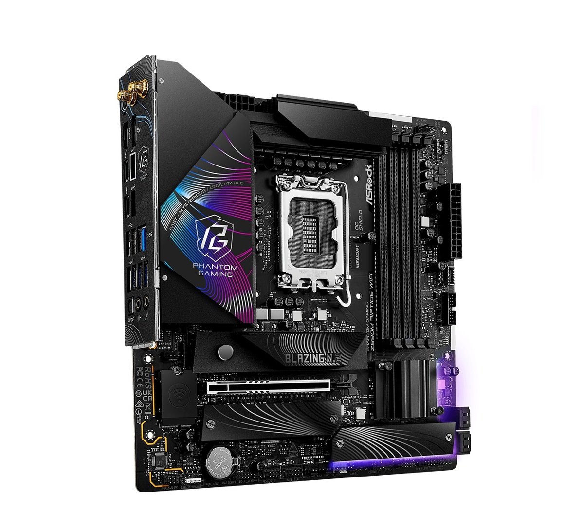 MB Asrock Phantom Gaming Z890M RIPTIDE WIFI /LGA1851/4xDDR5/M.2/W6E+BT5.3/HDMI/DP/TB4/mATX