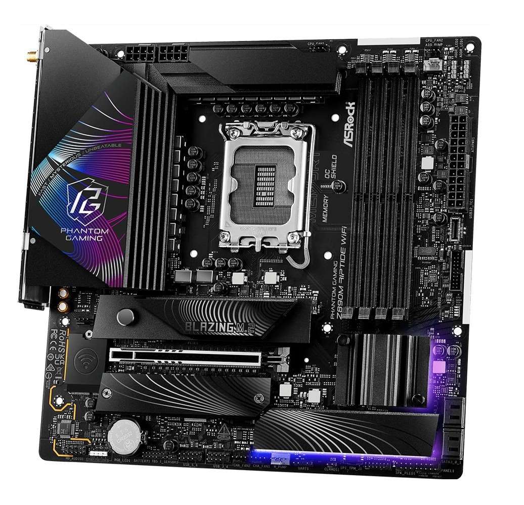 MB Asrock Phantom Gaming Z890M Riptide WiFi /LGA1851/4xDDR5/M.2/W6E+BT5.3/HDMI/DP/TB4/mATX