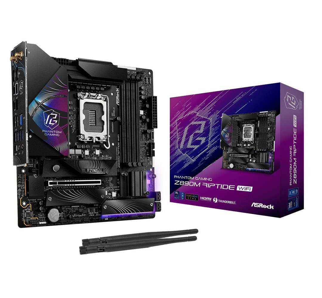 MB Asrock Phantom Gaming Z890M Riptide WiFi /LGA1851/4xDDR5/M.2/W6E+BT5.3/HDMI/DP/TB4/mATX