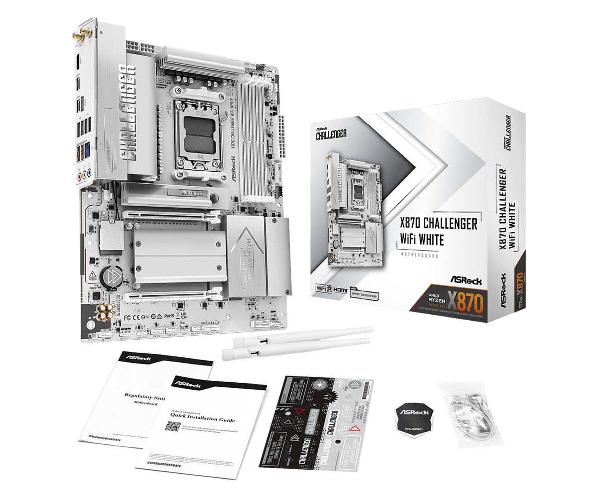 MB Asrock X870 Challenger WiFi White /AM5/4xDDR5/M.2/W7+BT5.4/HDMI/USB4/ATX/White