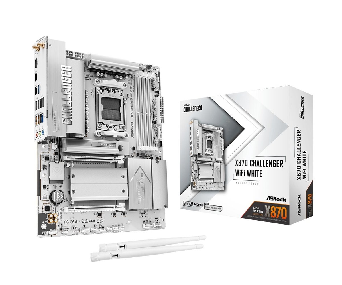 MB Asrock X870 Challenger WiFi White /AM5/4xDDR5/M.2/W7+BT5.4/HDMI/USB4/ATX/White