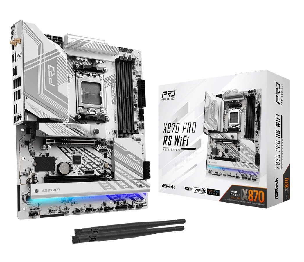 MB Asrock X870 PRO RS WIFI /AM5/4xDDR5/M.2/W7+BT5.4/HDMI/USB4/ATX/White