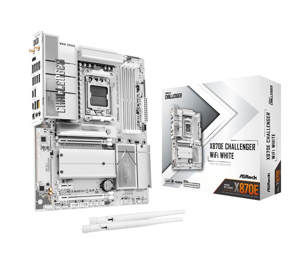MB Asrock X870E Challenger WiFi White /AM5/4xDDR5/M.2/W7+BT5.4/HDMI/USB4/ATX/White