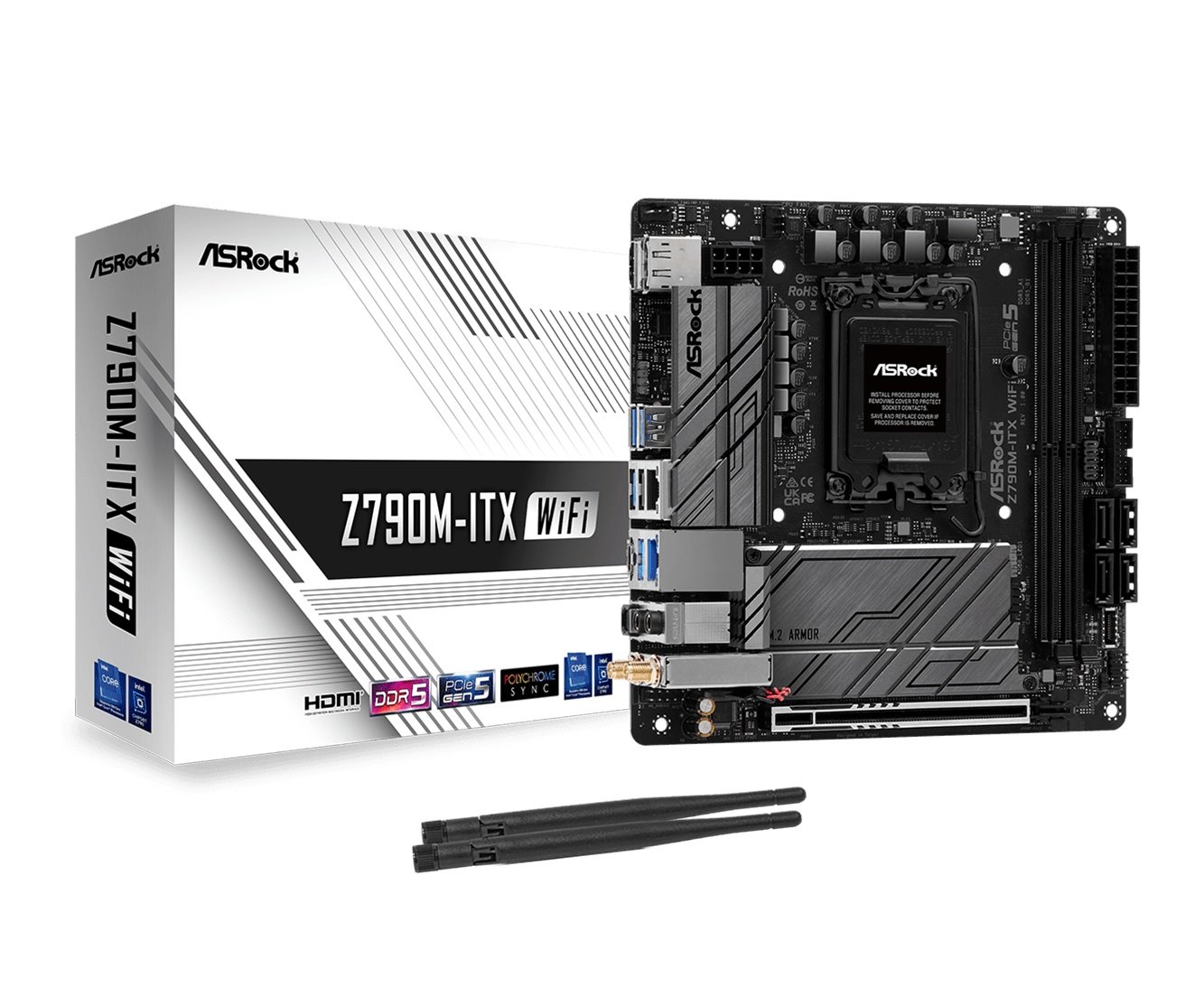 MB Asrock Z790M-ITX WIFI/LGA1700/2xDDR5/M.2/W6E+BT5.3/HDMI/DP/eDP/mITX