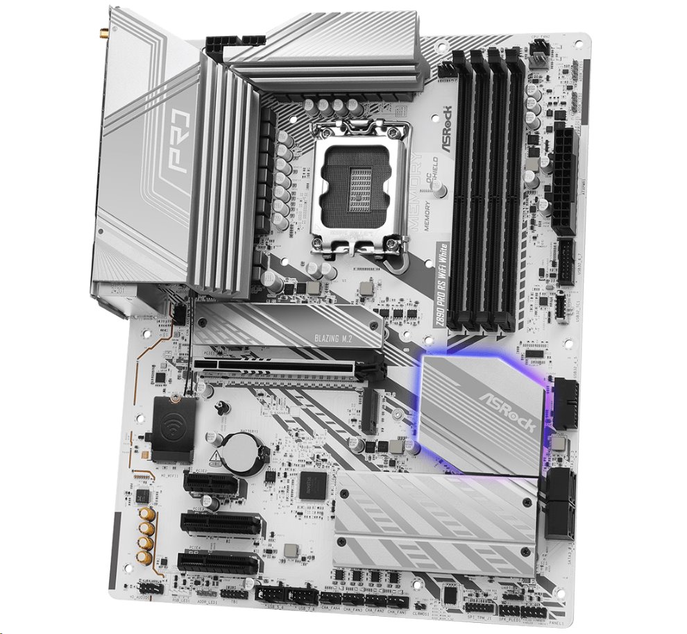 MB Asrock Z890 PRO RS WIFI WHITE /LGA1851/4xDDR5/M.2/W6E+BT5.3/HDMI/DP/TB4/ATX/White