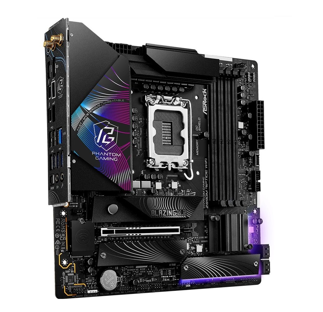 MB Asrock Z890M Riptide WiFi /LGA1851/4xDDR5/M.2/W6E+BT5.3/HDMI/DP/TB4/mATX