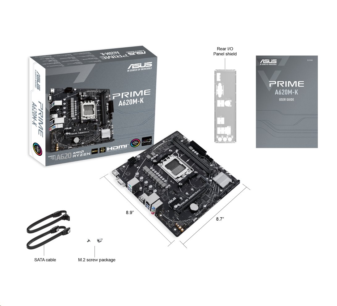 MB ASUS PRIME A620M-K AM5, A620, DDR5, mATX, M.2, HDMI, DP