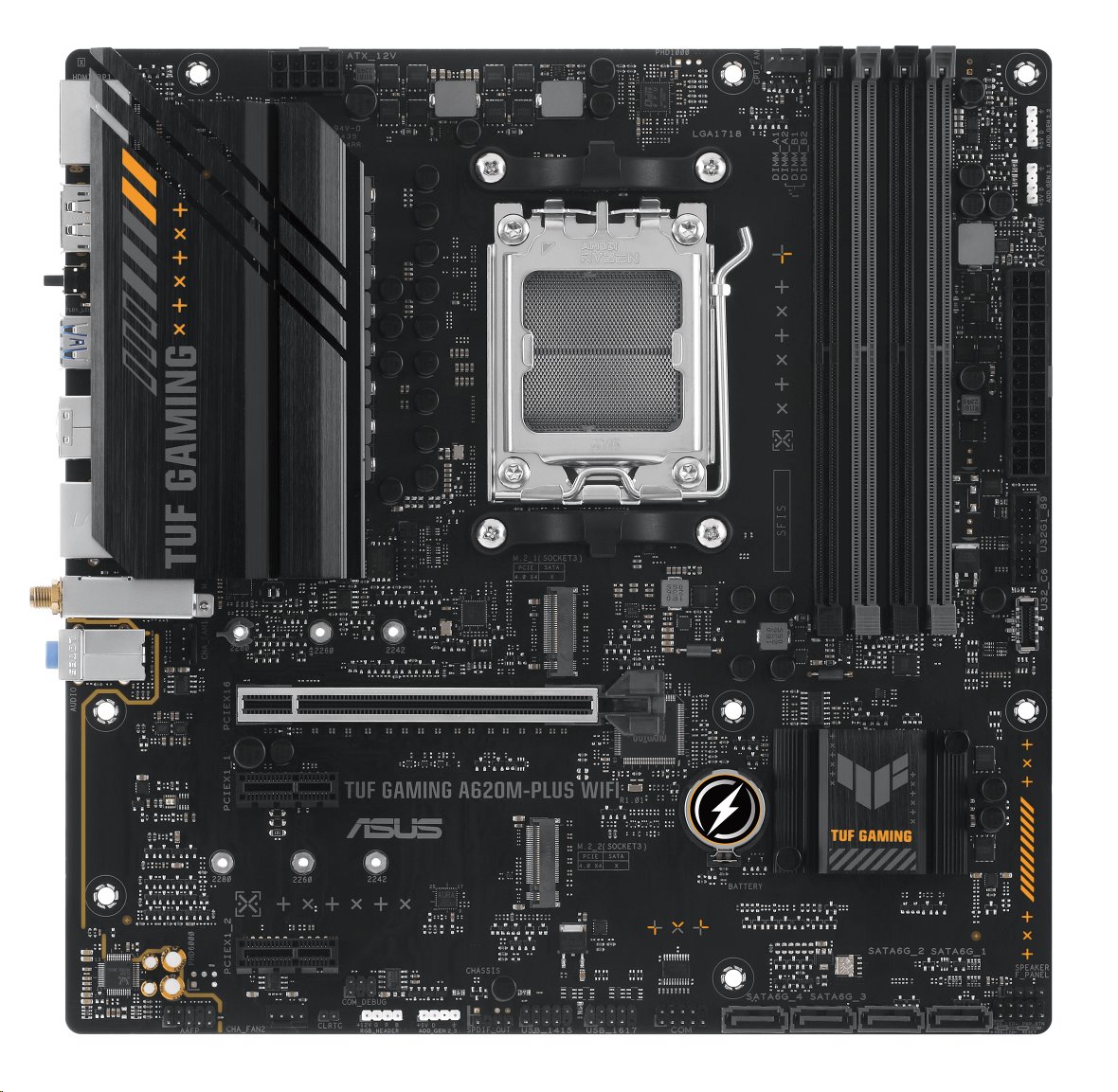 MB ASUS TUF GAMING A620M-PLUS WIFI AM5, A620, DDR5, mATX, M.2, HDMI, DP