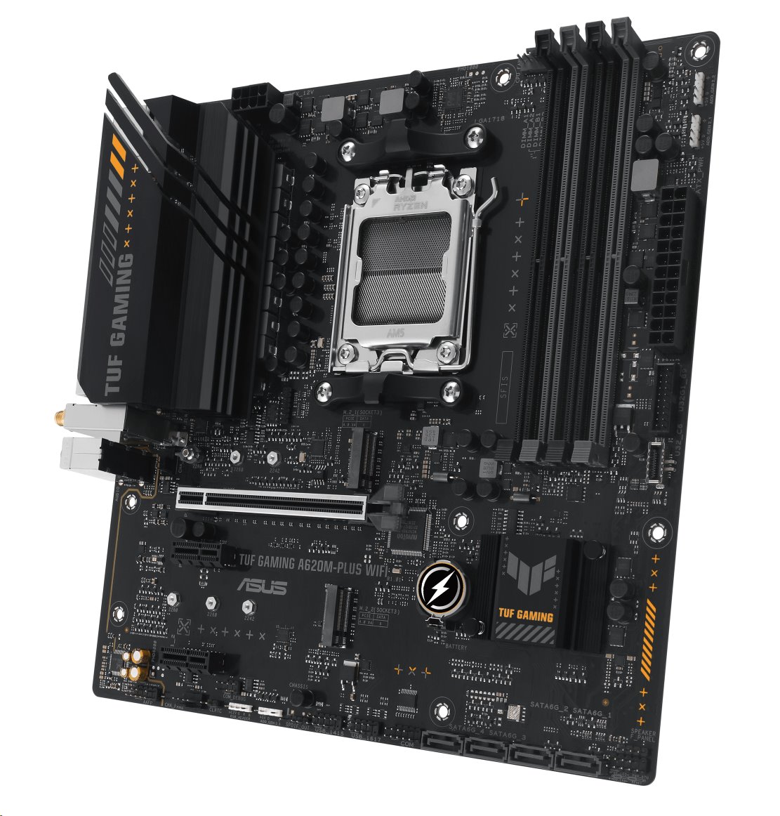 MB ASUS TUF GAMING A620M-PLUS WIFI AM5, A620, DDR5, mATX, M.2, HDMI, DP