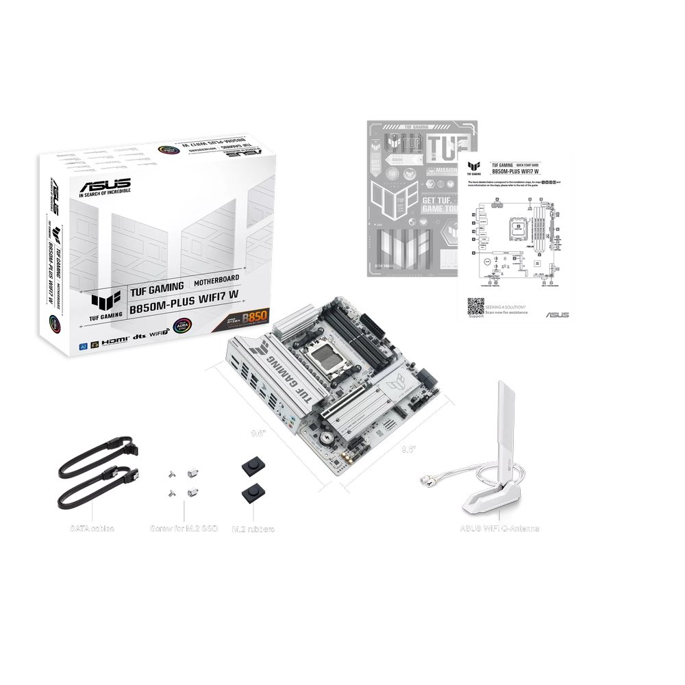 MB ASUS TUF Gaming B850M-PLUS WIFI7 W /AM5/4xDDR5/M.2/W7+BT5.4/HDMI/DP/mATX/White