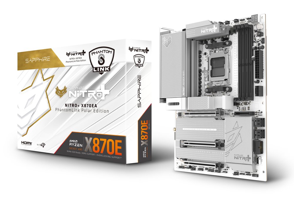 MB SAPPHIRE NITRO+ X870EA PhantomLink Polar /AM5/4xDDR5/M.2/W7+BT5.4/HDMI/DP/ATX, White
