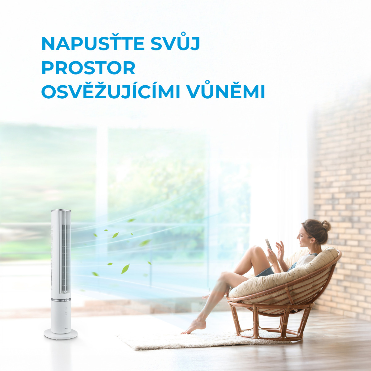 MIDEA Sloupový Aroma omyvatelný ventilátor MFZ402R0BPW