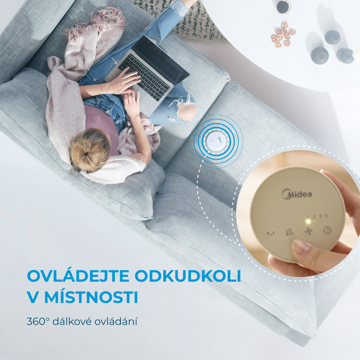 MIDEA Sloupový Aroma omyvatelný ventilátor MFZ402R0BPW