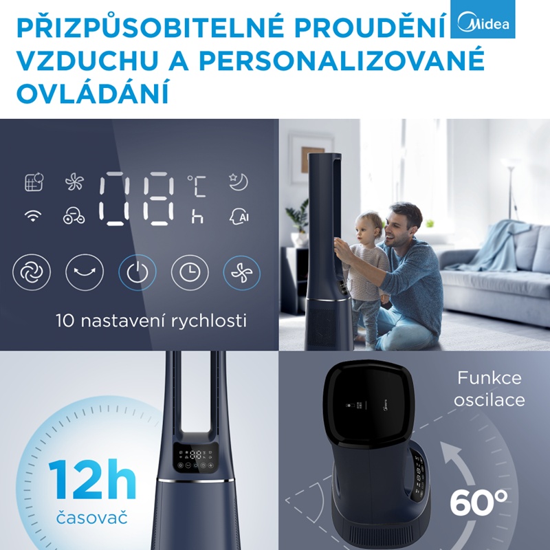MIDEA ventilátor+čistička AMS150-PBW