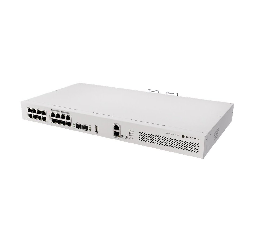 MikroTik Cloud Router Switch CRS418-8P-8G-2S+RM, 8x1G, 8x1G PoE+ (150 W), 2SFP+, 1xUSB 3.0, L5, Rack