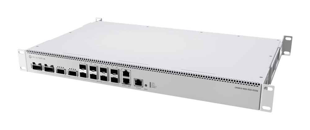 MikroTik Cloud Router Switch CRS812-8DS-2DQ-2DDQ-RM, 2x10 GbE, 2QSFP56-DD, 2QSFP56, 8SFP56, 2PSU, L6