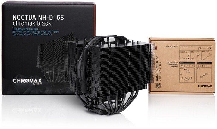 Noctua chladič NH-D15S chromax.black, 4-pin PWM, 1500RPM, 24.6dB, TDP220W, 1x140mm