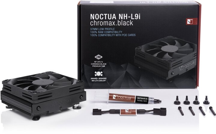 Noctua chladič NH-L9i chromax.black, 4-pin PWM, 2500RPM, 23.6dB, TDP140W, 1x92mm