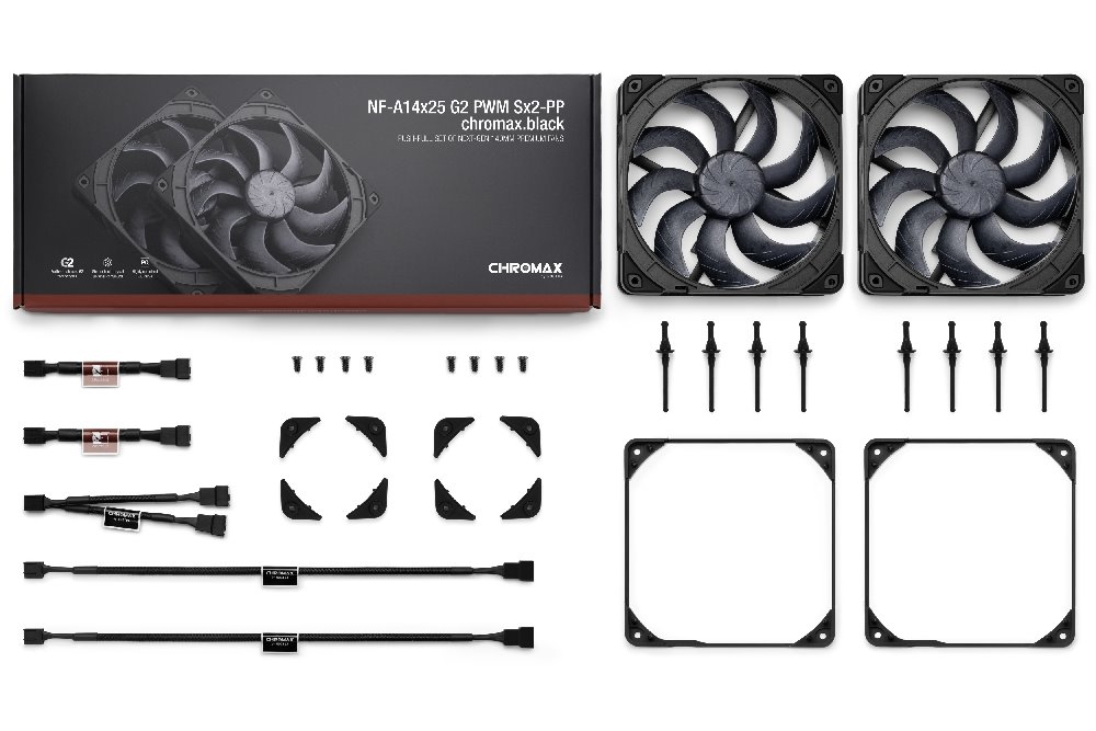 Noctua ventilátor NF-A14x25 G2 PWM Sx2-PP chromax.black