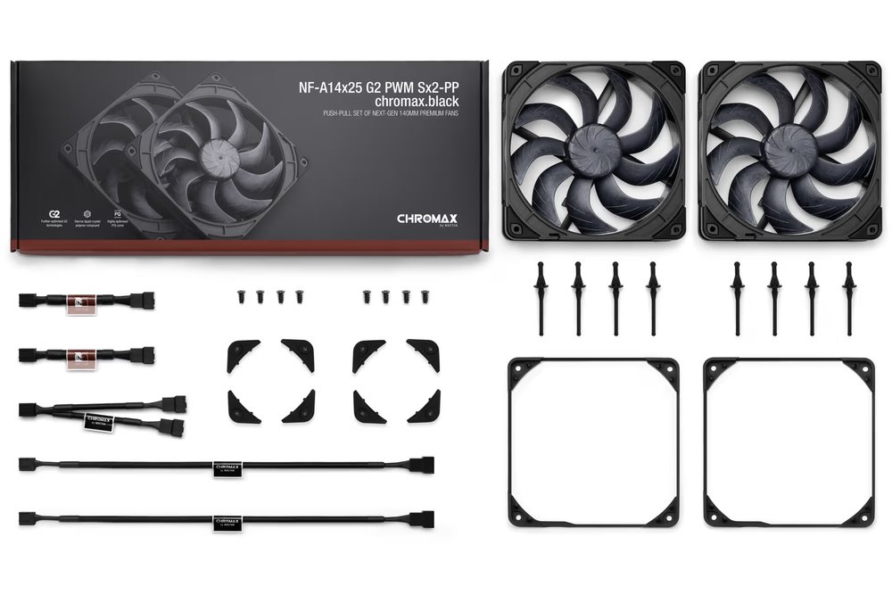 Noctua ventilátor NF-A14x25 G2 PWM Sx2-PP chromax.black