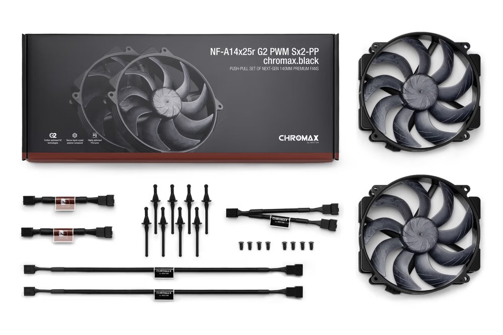 Noctua ventilátor NF-A14x25r G2 PWM Sx2-PP chromax.black