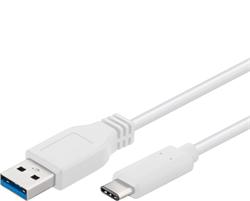 PremiumCord Kabel USB 3.2 konektor C/male - USB 3.0 A/male, bílý, 0,5m