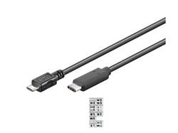 PremiumCord Kabel USB konektor C/male - USB 2.0 Micro-B/male, černý, 0,6m