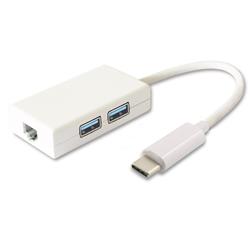 PremiumCord USB-C hub 2x USB3.0 + Gigabit konektor RJ45