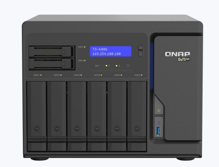 QNAP TS-h886-D1602-8G (Xeon 3,2GHz, ZFS, 8GB ECC RAM, 6x3,5"+2x 2,5", 2xPCIe, 4x 2,5GbE, 2xM.2 NVMe)
