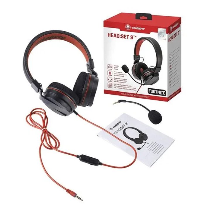 SnakeByte sluchátka Head: Set S pro Nintendo Switch černá/čevená