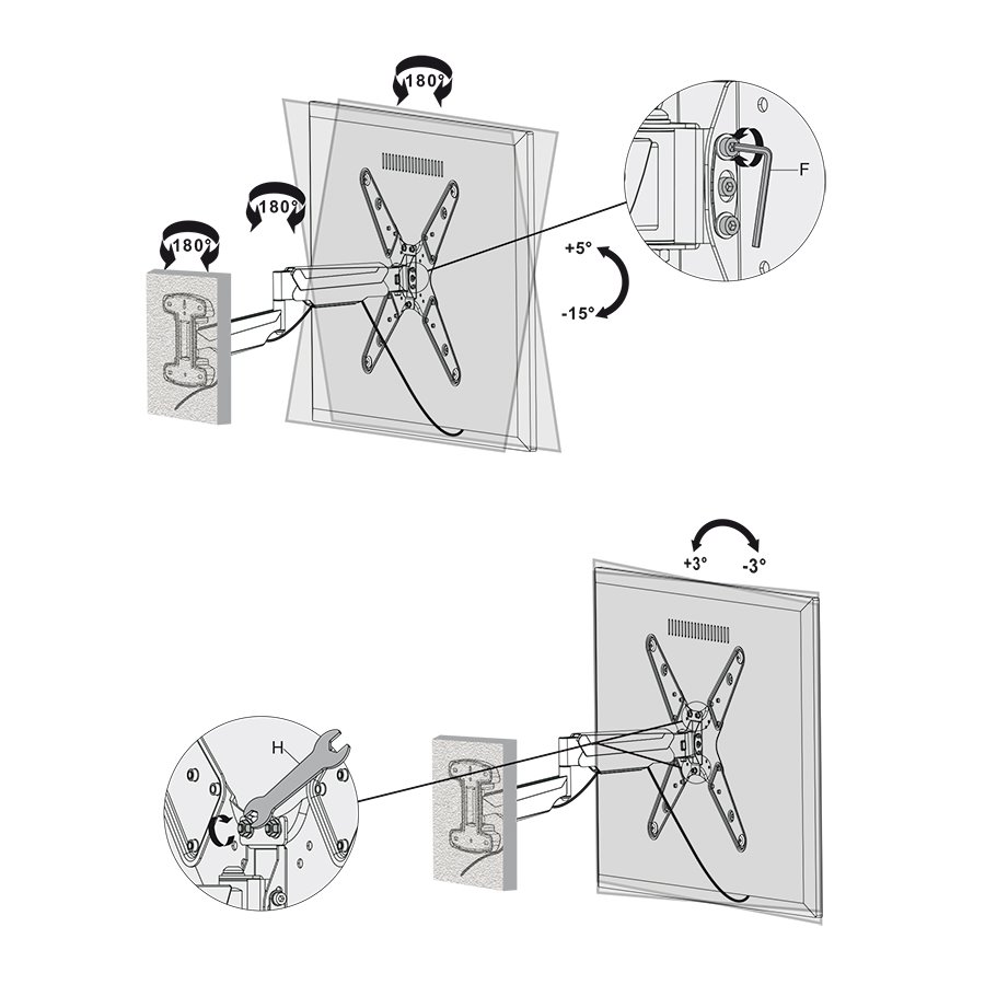 STELL plynový polohovatelný držák na TV 23"-70" SHO 3620, nosnost 30kg - černá