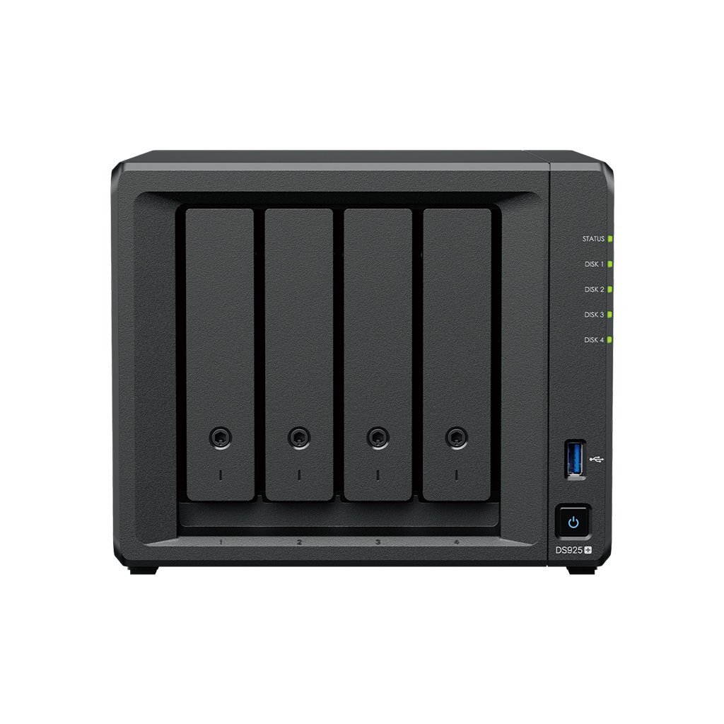 Synology DiskStation DS925+, 4-bay NAS, CPU DC AMD Ryzen V1500B 64bit, RAM 4GB, 2x USB 3.2, 1x USB-C, 2x 2.5G LAN