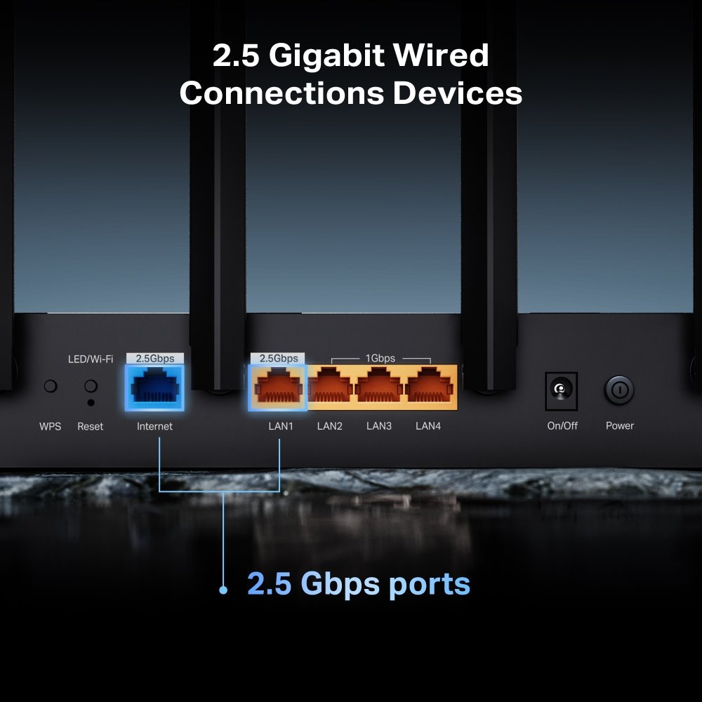 TP-link Archer BE400 Dual-Band Wi-Fi 7 Router BE6500, 6 int., 2x2.5G, 3x1G, 1×USB-A 3.0