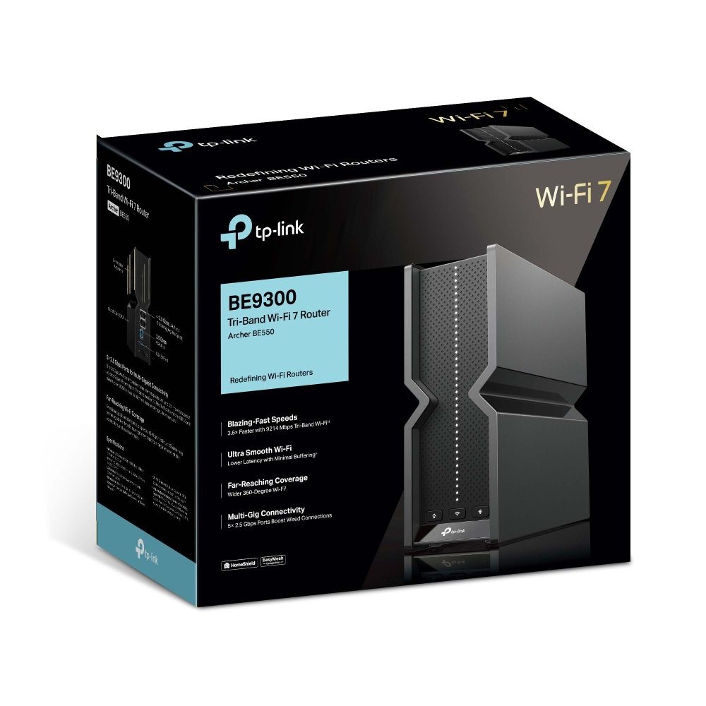 TP-link Archer BE550 Tri-Band Wi-Fi 7 Router BE9300, 6 int., 5x2.5G, 1×USB-A 3.0