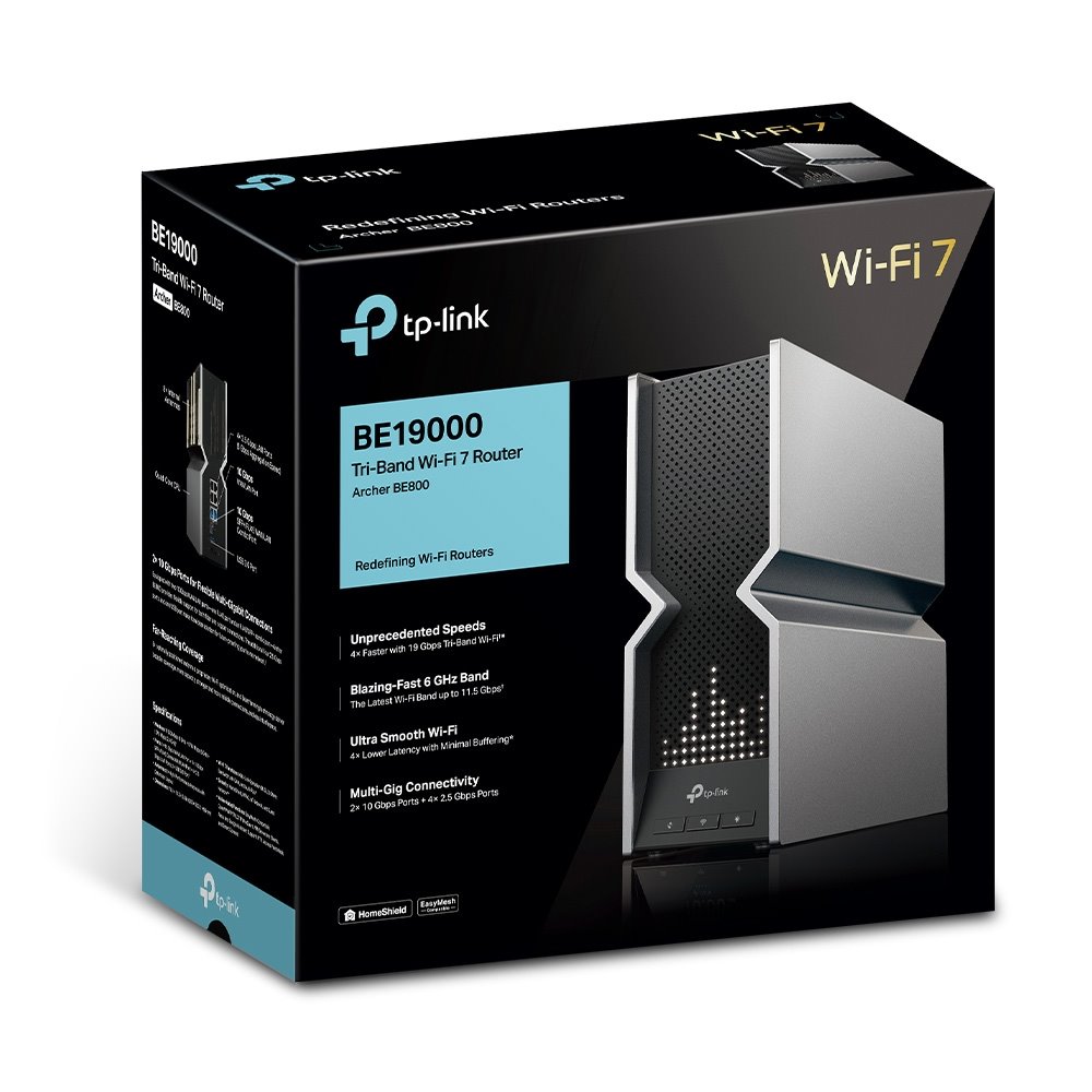TP-link Archer BE800 Tri-Band Wi-Fi 7 Router BE19000, 8 int., 1x10G, 4x2.5G, 1xSFP+, 1×USB-A 3.0