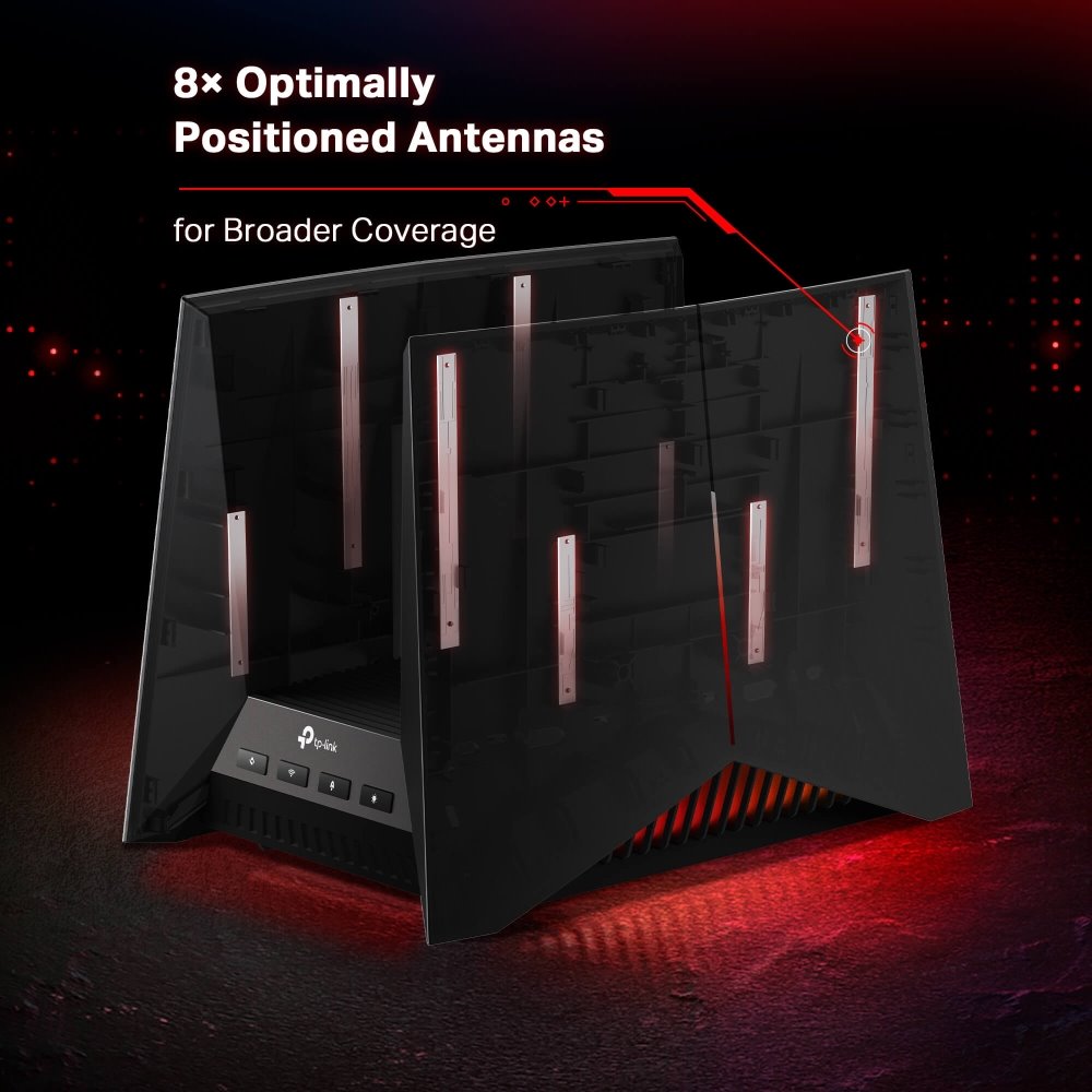 TP-link Archer GE800 Tri-Band Wi-Fi 7 Gaming Router BE19000, 8 int., 1x10G, 4x2.5G, 1xSFP+, 1×USB-A 3.0