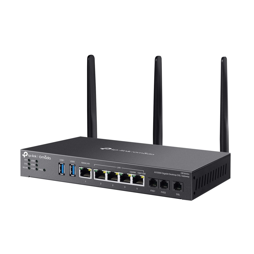 TP-link DR3650V Omada AX3000 Gigabit DSL Wi-Fi Gateway 1G WAN/LAN, 4G LAN, 1x DSL, 2x FXS, 2x USB 3.0