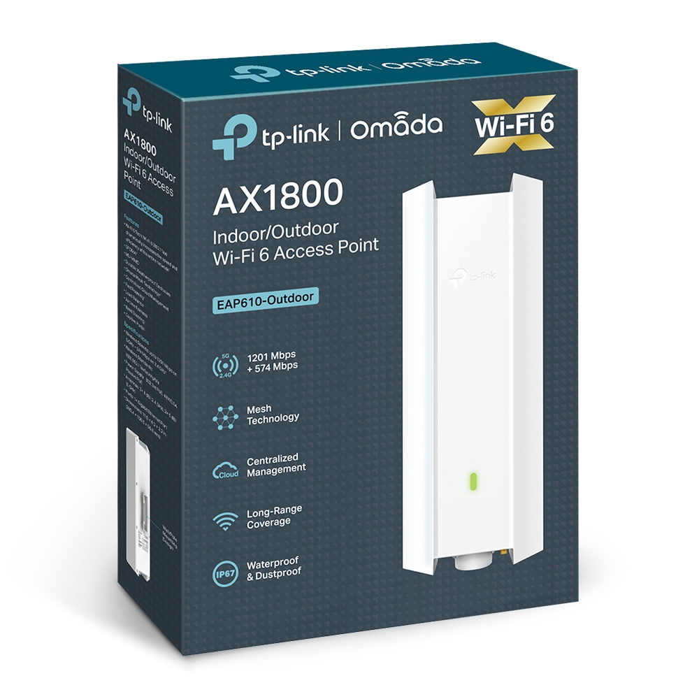 TP-link EAP610-Outdoor Dual-Band AP Wi-Fi 6 AX1800, 1x1G, int. antény, PoE+, Omada SDN, venkovní