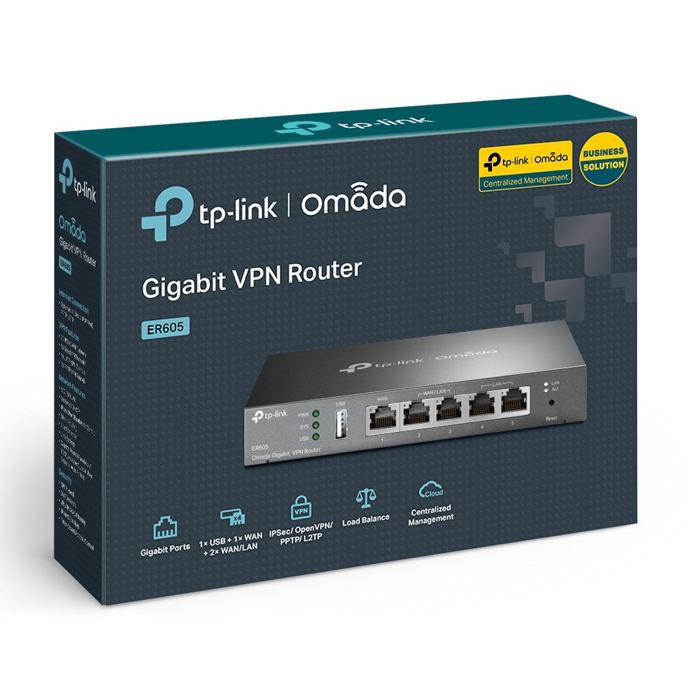 TP-link ER605 Omada Gigabit VPN Router 1G WAN, 3G WAN/LAN, 1G LAN